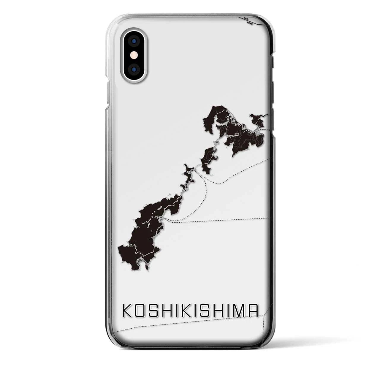 【甑島（鹿児島県）】地図柄iPhoneケース（クリアタイプ）モノトーン・iPhone XS Max 用