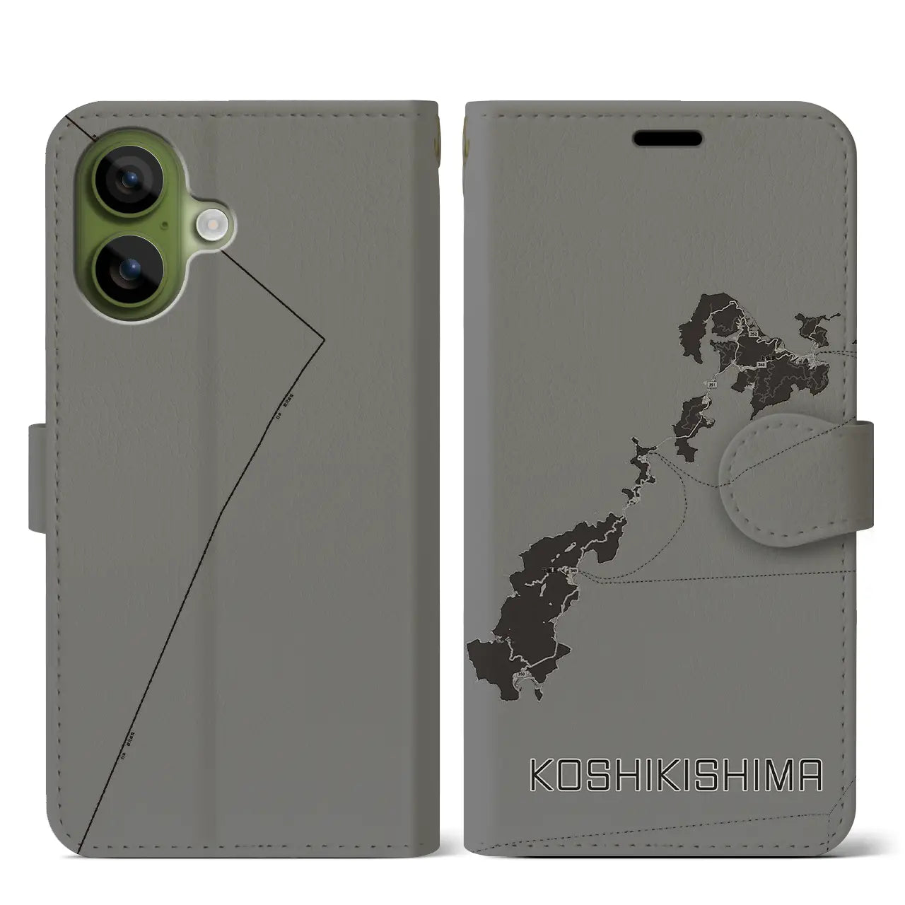 【甑島（鹿児島県）】地図柄iPhoneケース（手帳タイプ）