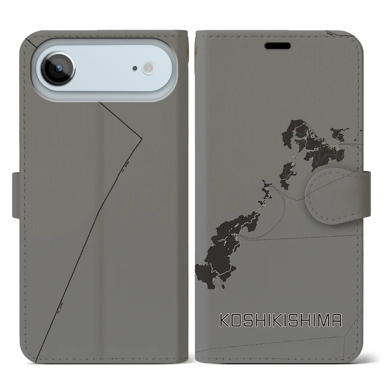 【甑島（鹿児島県）】地図柄iPhoneケース（手帳タイプ）