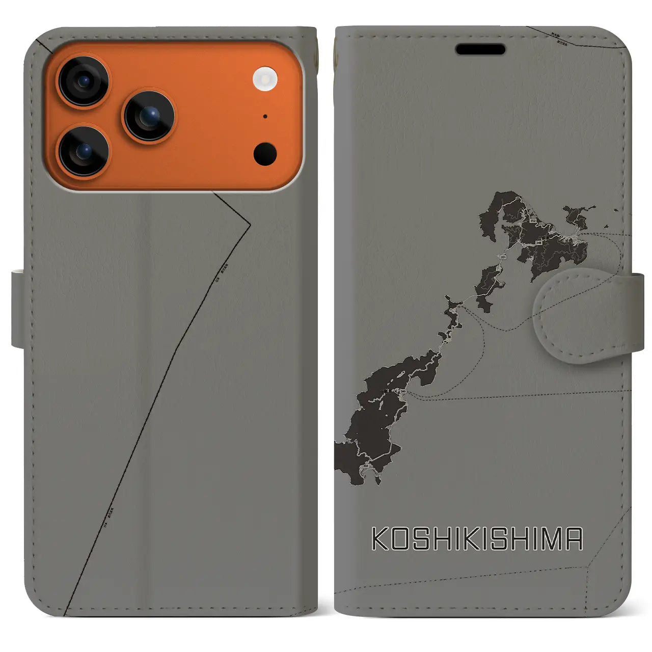 【甑島（鹿児島県）】地図柄iPhoneケース（手帳タイプ）