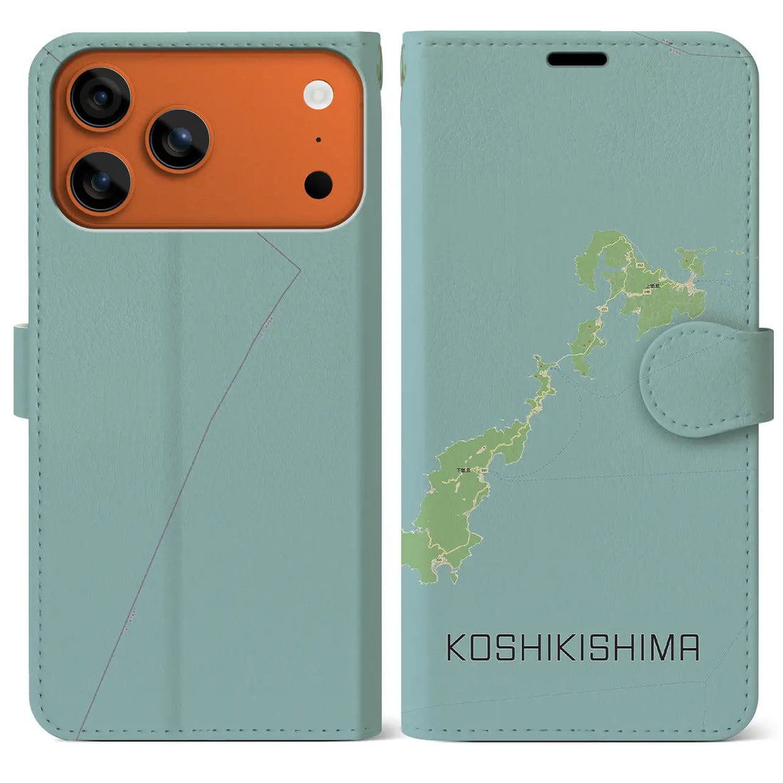 【甑島（鹿児島県）】地図柄iPhoneケース（手帳タイプ）モノトーン・iPhone 17 Pro Max 用