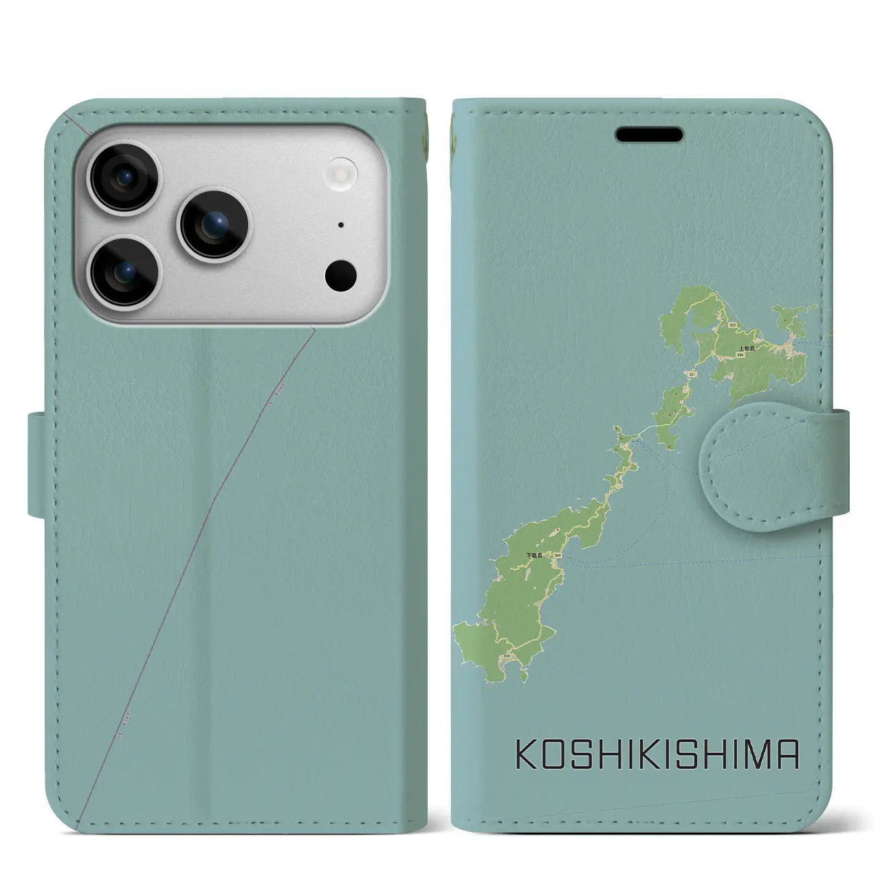 【甑島（鹿児島県）】地図柄iPhoneケース（手帳タイプ）