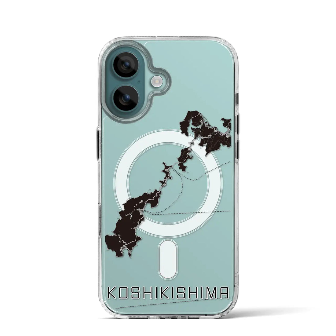 【甑島（鹿児島県）】地図柄iPhoneケース（MagSafeタイプ）モノトーン・iPhone 16 Pro 用