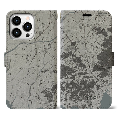 【幸田（愛知県）】地図柄iPhoneケース（手帳タイプ）モノトーン・iPhone 13 Pro 用