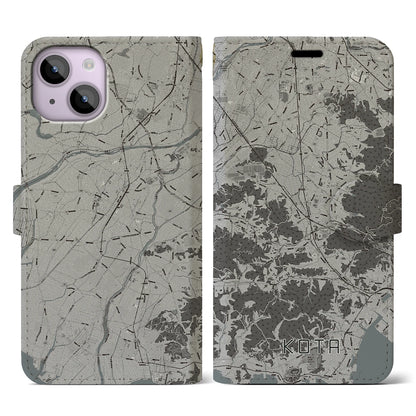 【幸田（愛知県）】地図柄iPhoneケース（手帳タイプ）モノトーン・iPhone 14 用