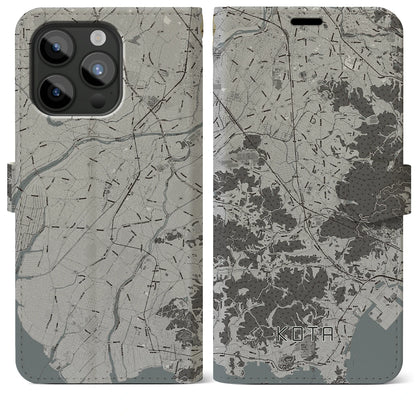 【幸田（愛知県）】地図柄iPhoneケース（手帳タイプ）モノトーン・iPhone 15 Pro Max 用