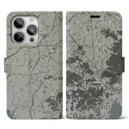 【幸田（愛知県）】地図柄iPhoneケース（手帳タイプ）モノトーン・iPhone 15 Pro 用