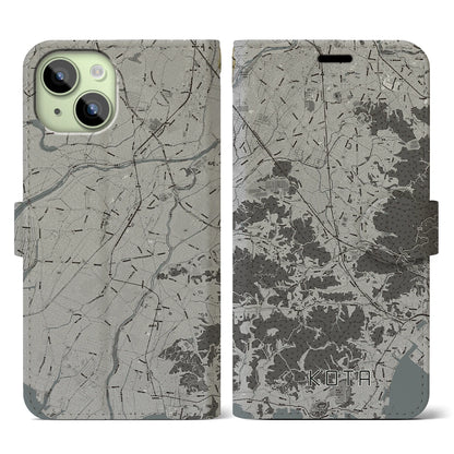 【幸田（愛知県）】地図柄iPhoneケース（手帳タイプ）モノトーン・iPhone 15 用