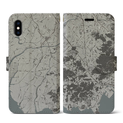 【幸田（愛知県）】地図柄iPhoneケース（手帳タイプ）モノトーン・iPhone XS / X 用