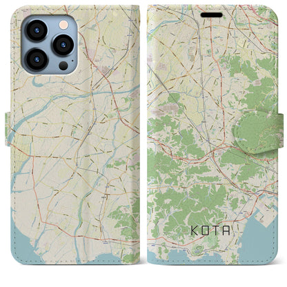 【幸田（愛知県）】地図柄iPhoneケース（手帳タイプ）ナチュラル・iPhone 13 Pro Max 用