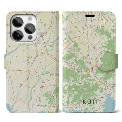 【幸田（愛知県）】地図柄iPhoneケース（手帳タイプ）ナチュラル・iPhone 14 Pro 用