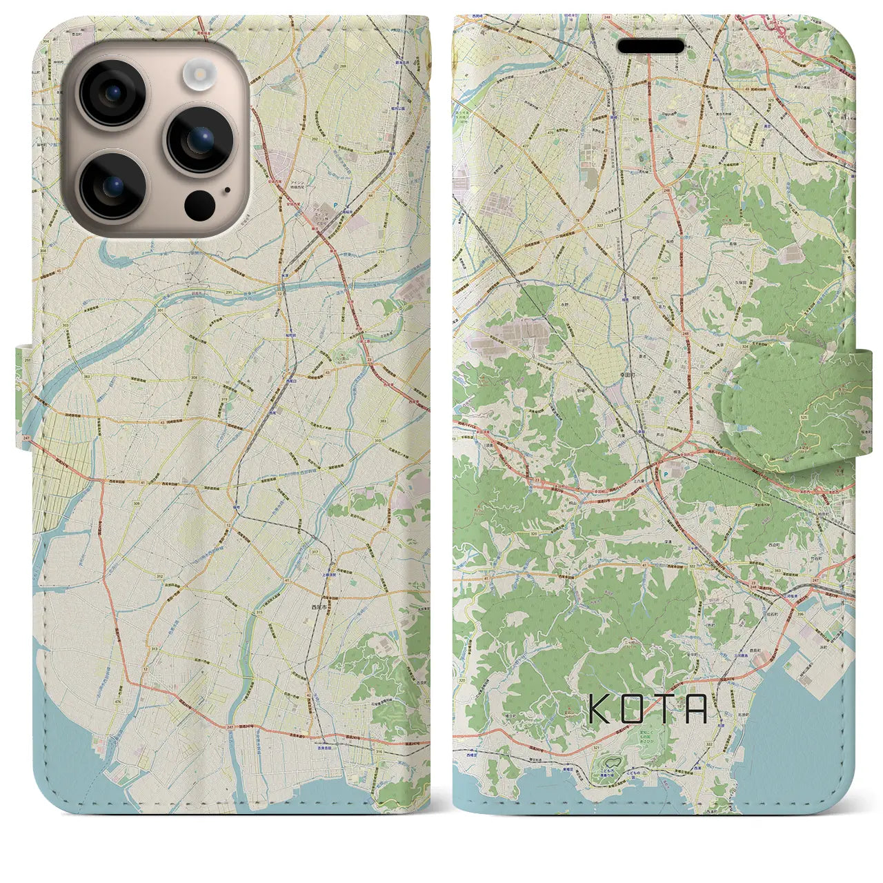 【幸田（愛知県）】地図柄iPhoneケース（手帳タイプ）ナチュラル・iPhone 16 Plus 用