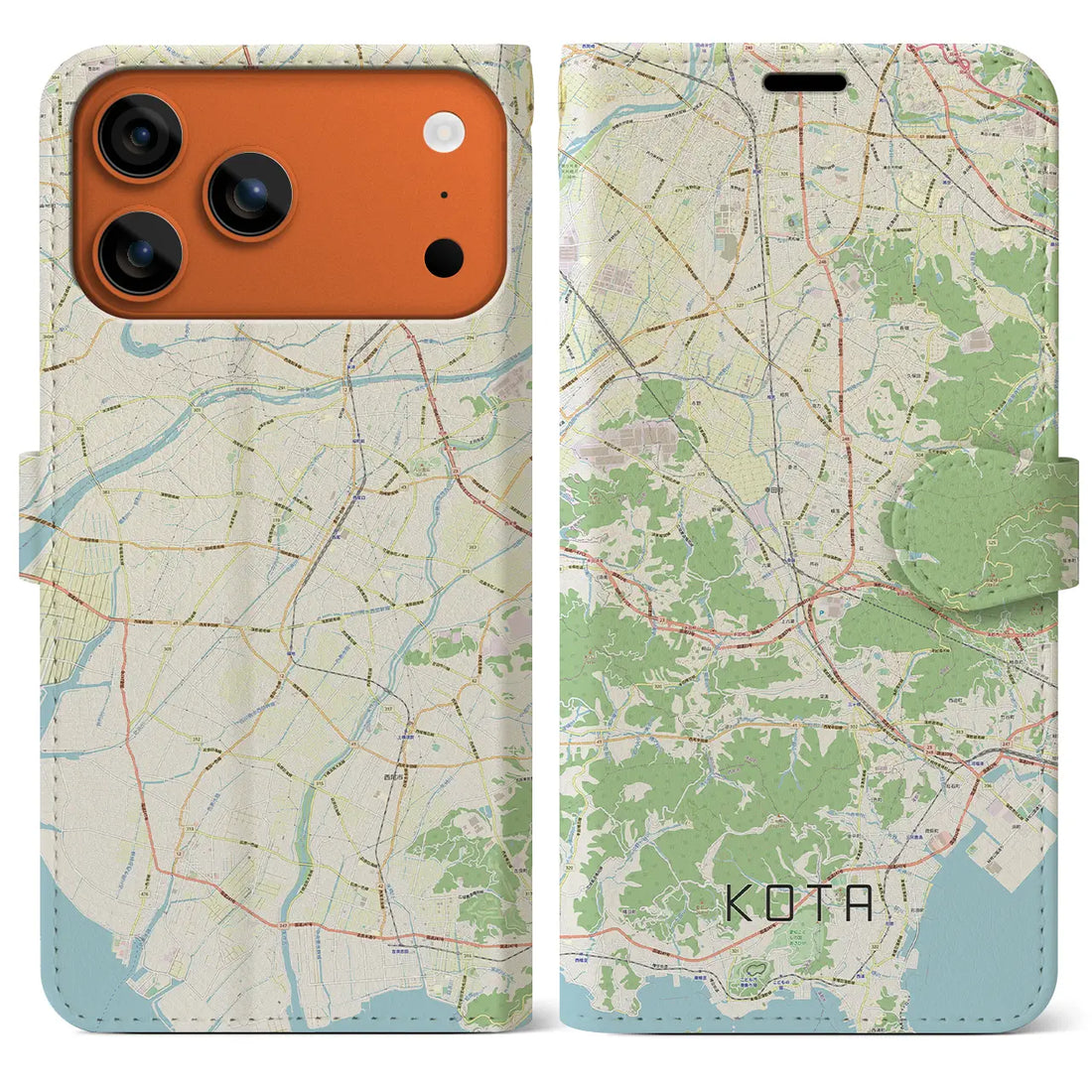 【幸田（愛知県）】地図柄iPhoneケース（手帳タイプ）ナチュラル・iPhone 17 Pro Max 用