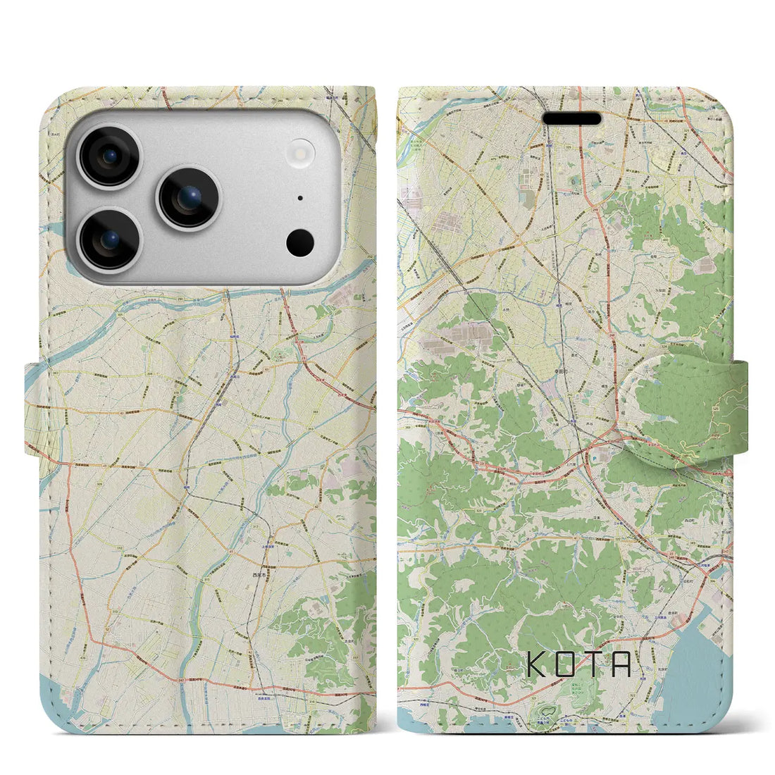 【幸田（愛知県）】地図柄iPhoneケース（手帳タイプ）モノトーン・iPhone 17 Pro Max 用