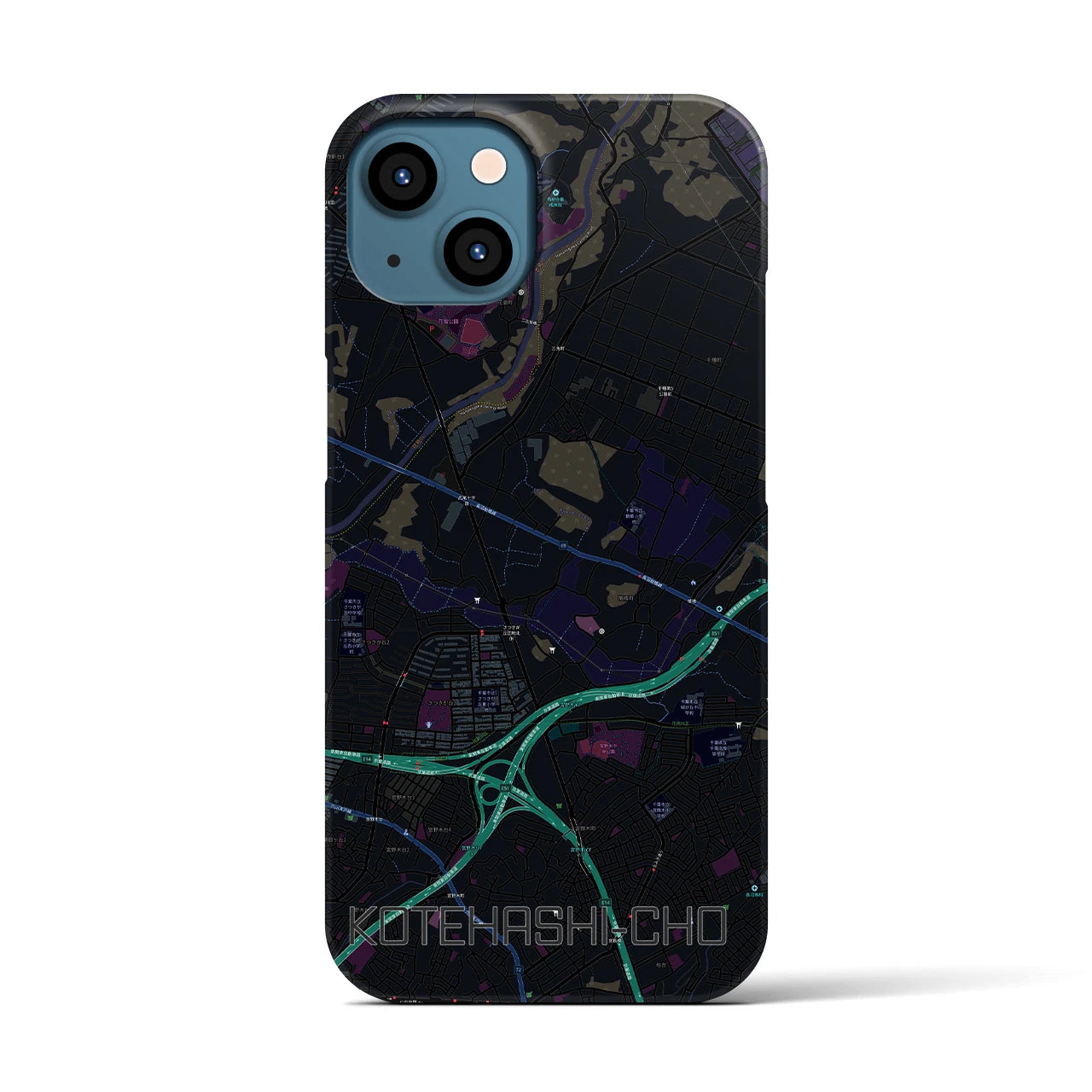 【犢橋町（千葉県）】地図柄iPhoneケース（バックカバータイプ）