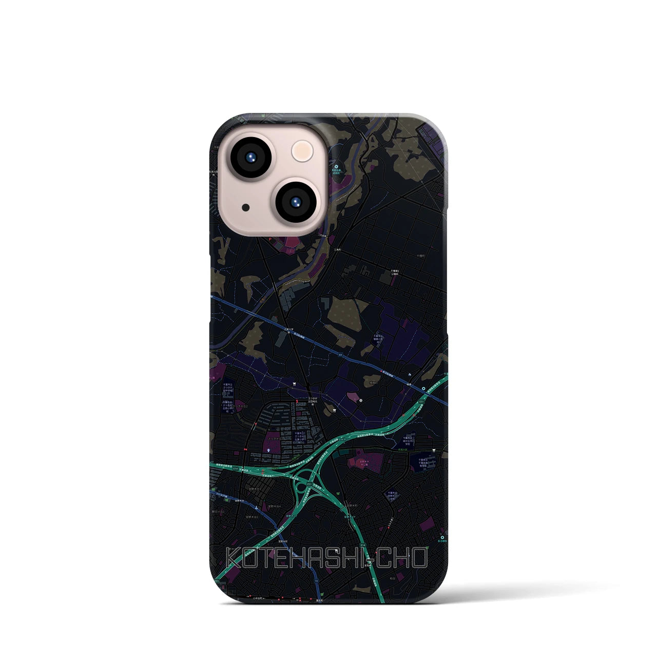 【犢橋町（千葉県）】地図柄iPhoneケース（バックカバータイプ）