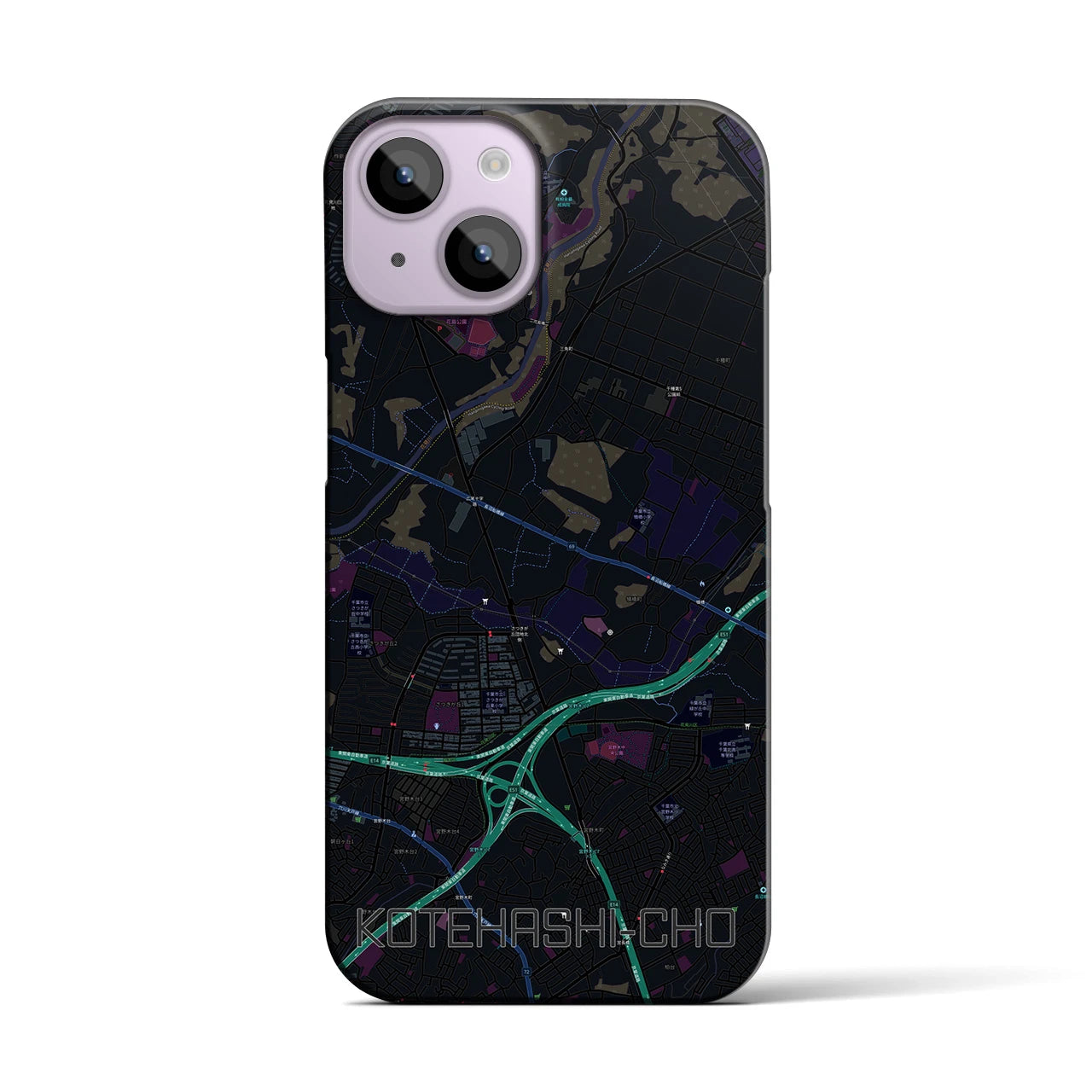 【犢橋町（千葉県）】地図柄iPhoneケース（バックカバータイプ）