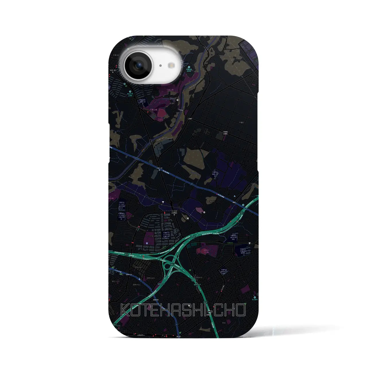 【犢橋町（千葉県）】地図柄iPhoneケース（バックカバータイプ）