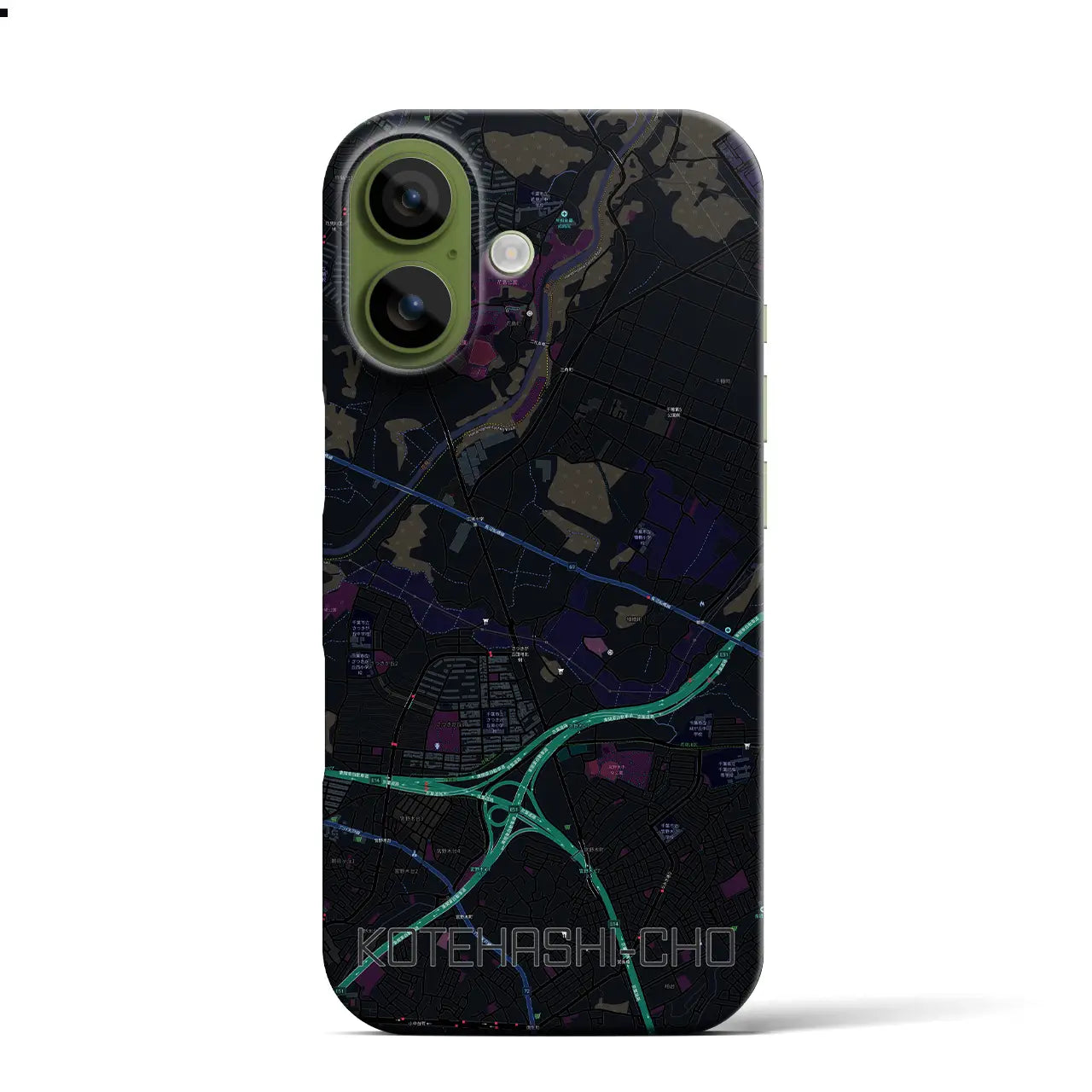 【犢橋町（千葉県）】地図柄iPhoneケース（バックカバータイプ）