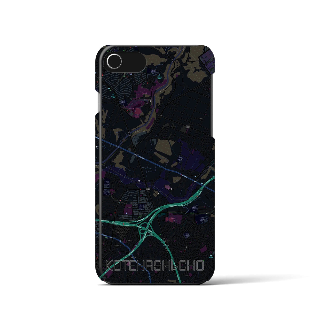 【犢橋町（千葉県）】地図柄iPhoneケース（バックカバータイプ）