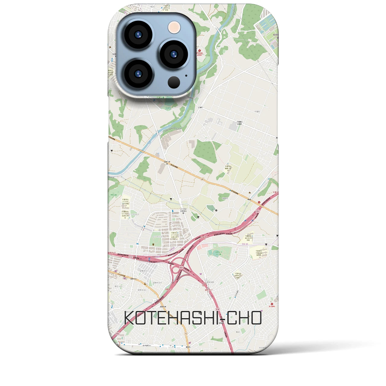 【犢橋町（千葉県）】地図柄iPhoneケース（バックカバータイプ）