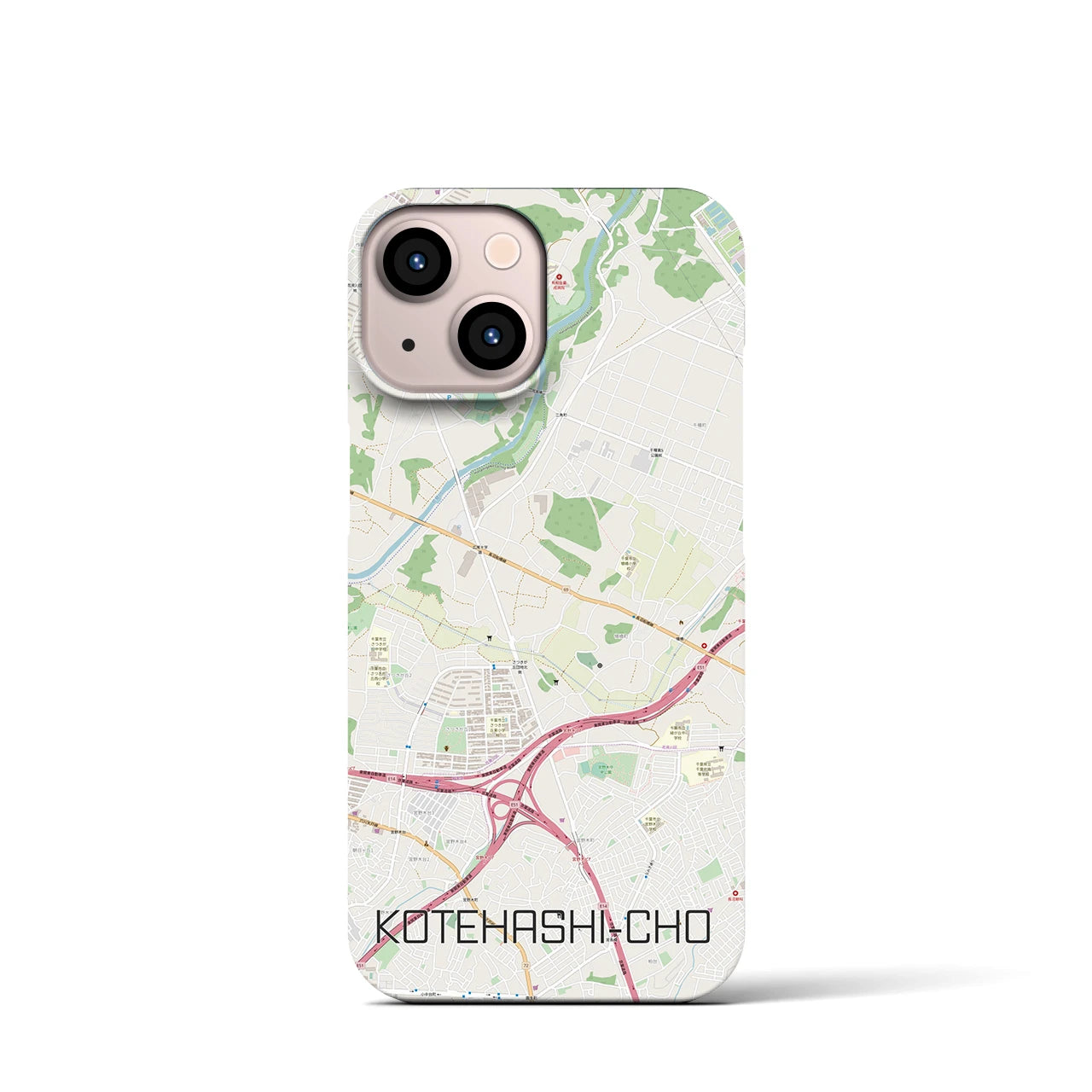 【犢橋町（千葉県）】地図柄iPhoneケース（バックカバータイプ）