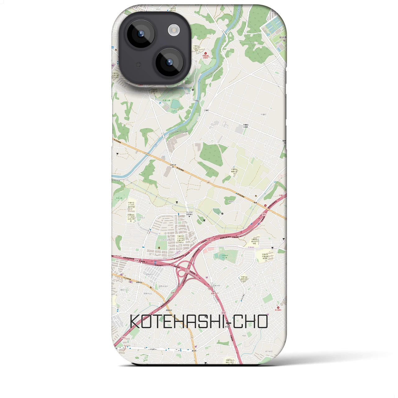 【犢橋町（千葉県）】地図柄iPhoneケース（バックカバータイプ）