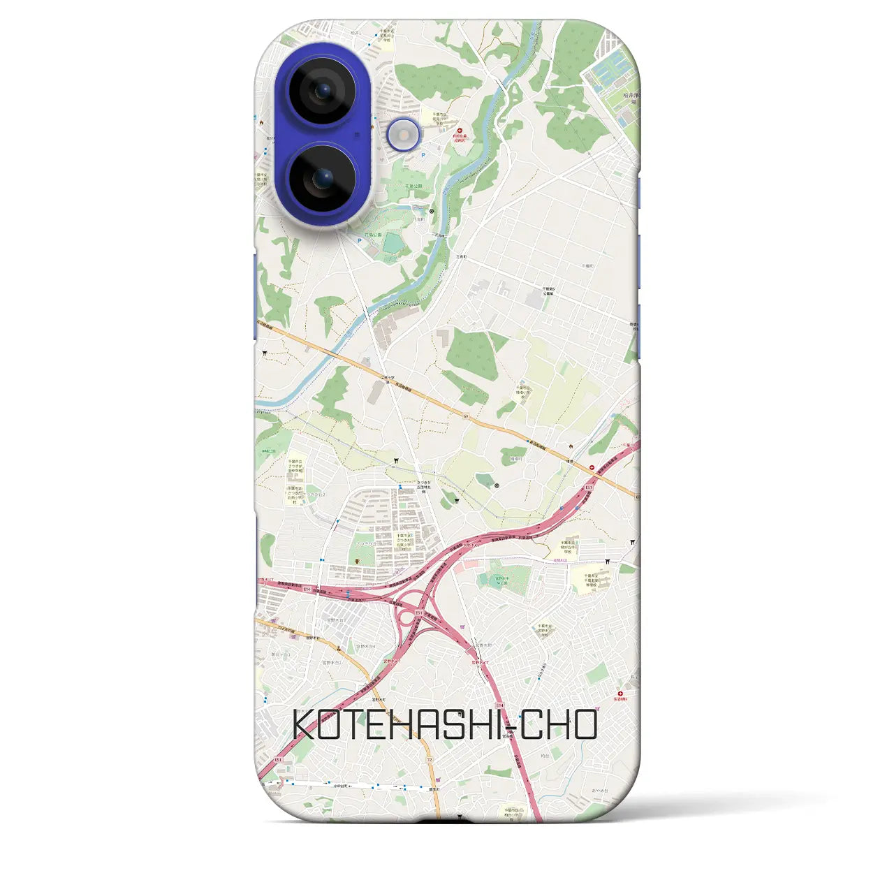 【犢橋町（千葉県）】地図柄iPhoneケース（バックカバータイプ）