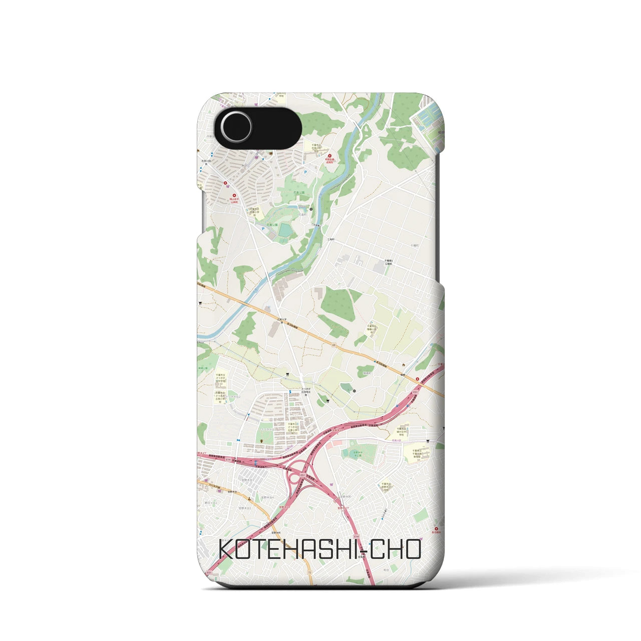 【犢橋町（千葉県）】地図柄iPhoneケース（バックカバータイプ）