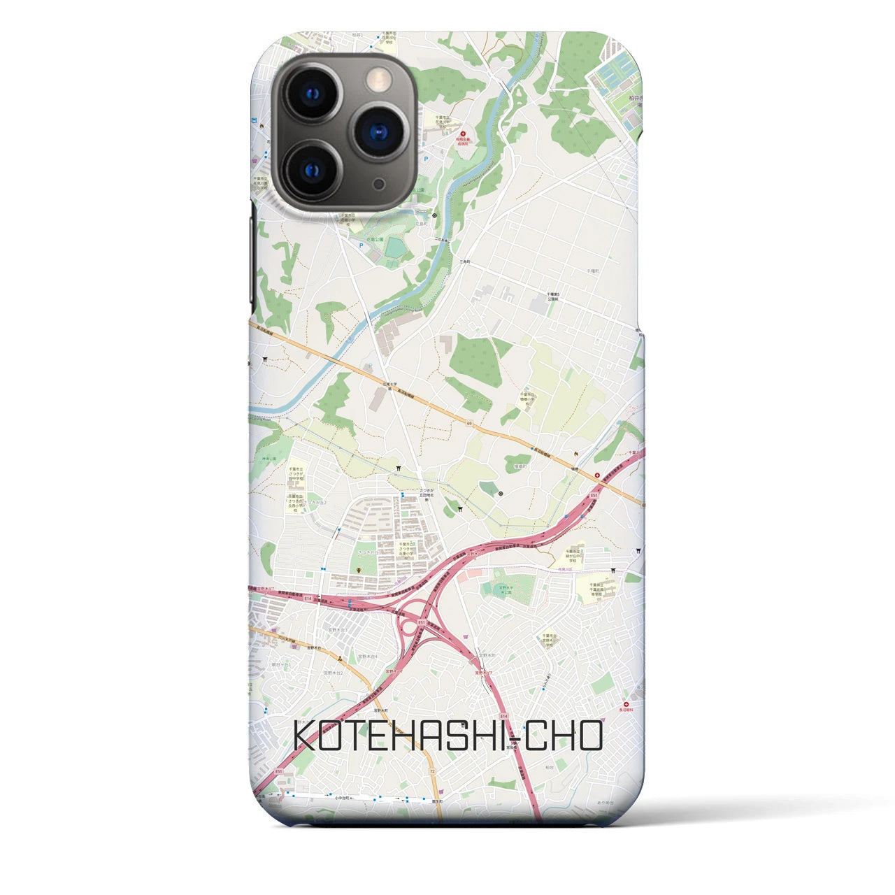 【犢橋町（千葉県）】地図柄iPhoneケース（バックカバータイプ）
