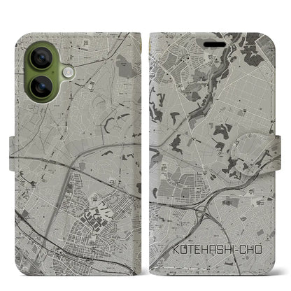 【犢橋町（千葉県）】地図柄iPhoneケース（手帳タイプ）