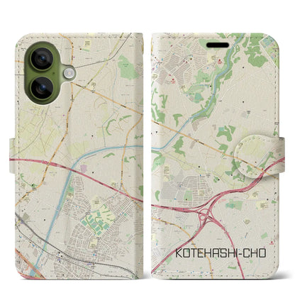 【犢橋町（千葉県）】地図柄iPhoneケース（手帳タイプ）