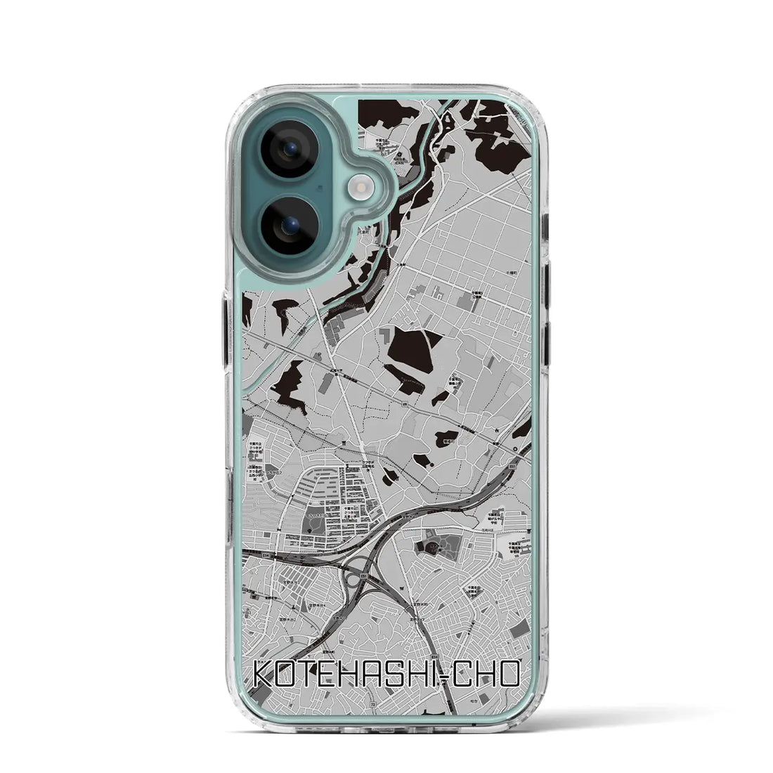 【犢橋町（千葉県）】地図柄iPhoneケース（MagSafeタイプ）モノトーン・iPhone 16 Pro 用