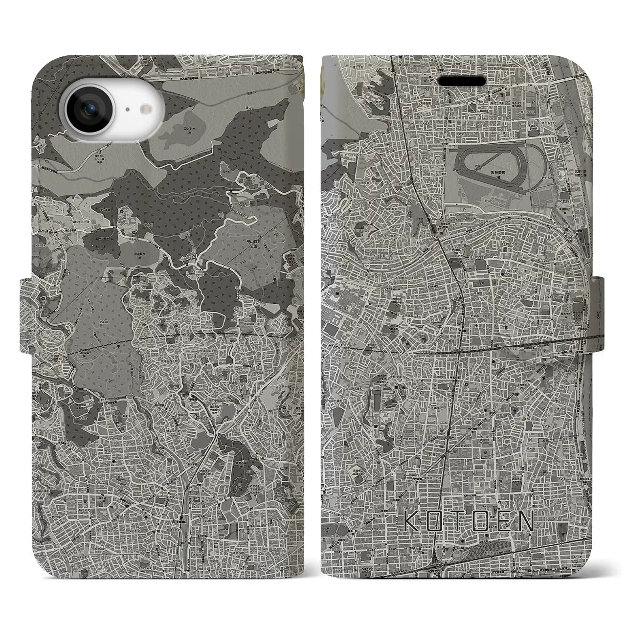 【甲東園（兵庫県）】地図柄iPhoneケース（手帳タイプ）