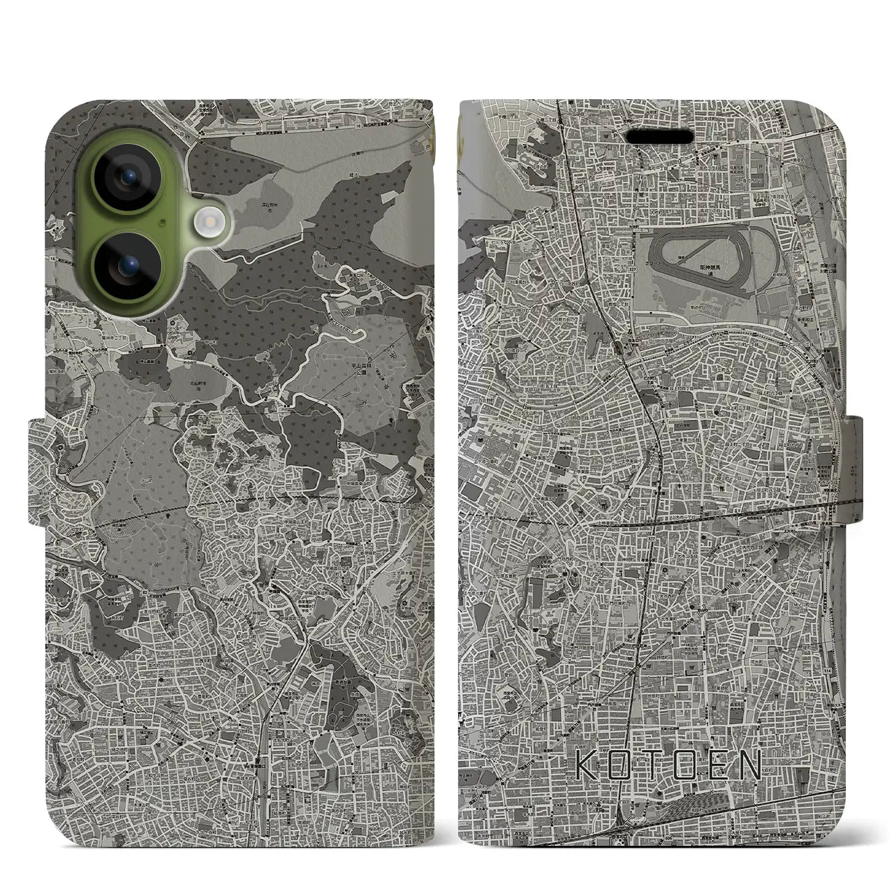 【甲東園（兵庫県）】地図柄iPhoneケース（手帳タイプ）