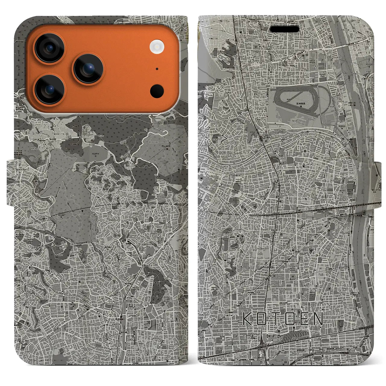 【甲東園（兵庫県）】地図柄iPhoneケース（手帳タイプ）