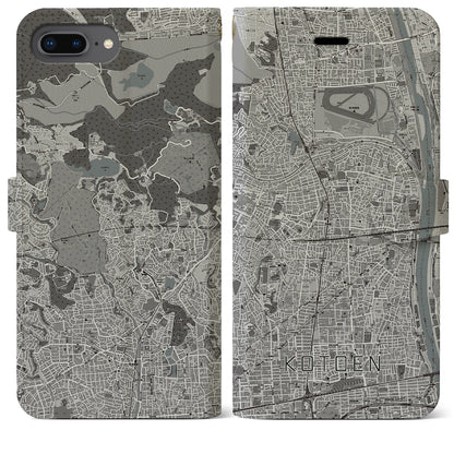 【甲東園（兵庫県）】地図柄iPhoneケース（手帳タイプ）モノトーン・iPhone 8Plus /7Plus / 6sPlus / 6Plus 用