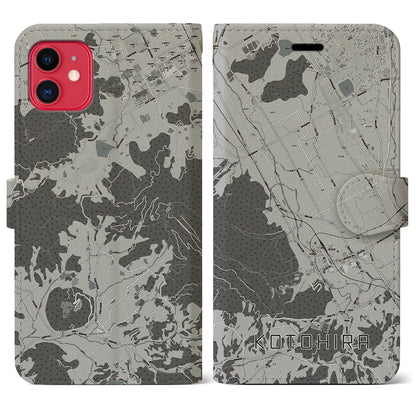 【琴平（香川県）】地図柄iPhoneケース（手帳タイプ）モノトーン・iPhone 11 用