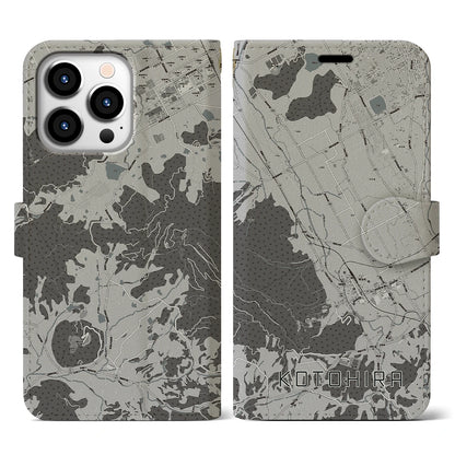 【琴平（香川県）】地図柄iPhoneケース（手帳タイプ）モノトーン・iPhone 13 Pro 用