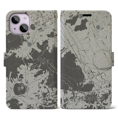 【琴平（香川県）】地図柄iPhoneケース（手帳タイプ）モノトーン・iPhone 14 用