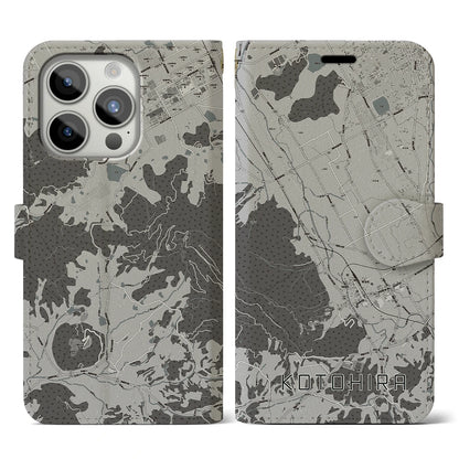 【琴平（香川県）】地図柄iPhoneケース（手帳タイプ）モノトーン・iPhone 15 Pro 用