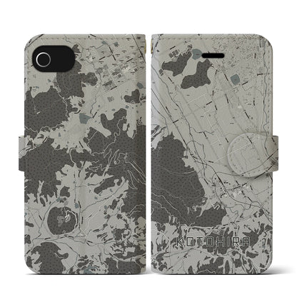 【琴平（香川県）】地図柄iPhoneケース（手帳タイプ）モノトーン・iPhone SE（第3 / 第2世代） / 8 / 7 / 6s / 6 用