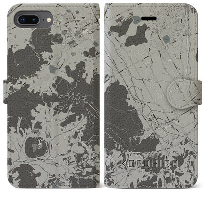 【琴平（香川県）】地図柄iPhoneケース（手帳タイプ）モノトーン・iPhone 8Plus /7Plus / 6sPlus / 6Plus 用