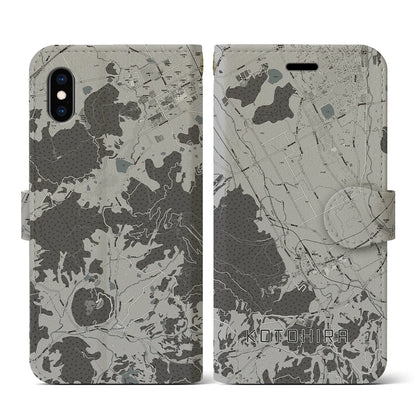 【琴平（香川県）】地図柄iPhoneケース（手帳タイプ）モノトーン・iPhone XS / X 用