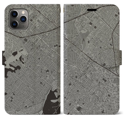 【琴似（北海道）】地図柄iPhoneケース（手帳タイプ）モノトーン・iPhone 11 Pro Max 用