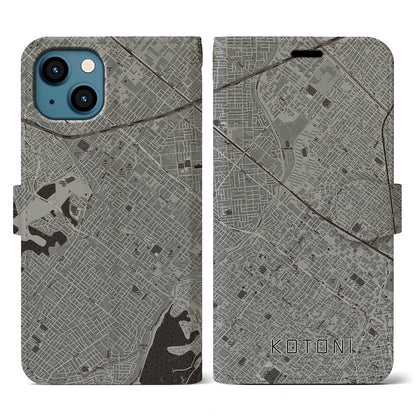 【琴似（北海道）】地図柄iPhoneケース（手帳タイプ）モノトーン・iPhone 13 用