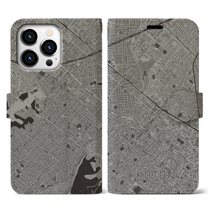 【琴似（北海道）】地図柄iPhoneケース（手帳タイプ）モノトーン・iPhone 13 Pro 用