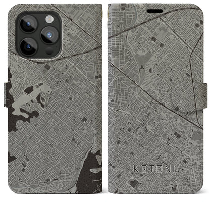 【琴似（北海道）】地図柄iPhoneケース（手帳タイプ）モノトーン・iPhone 15 Pro Max 用