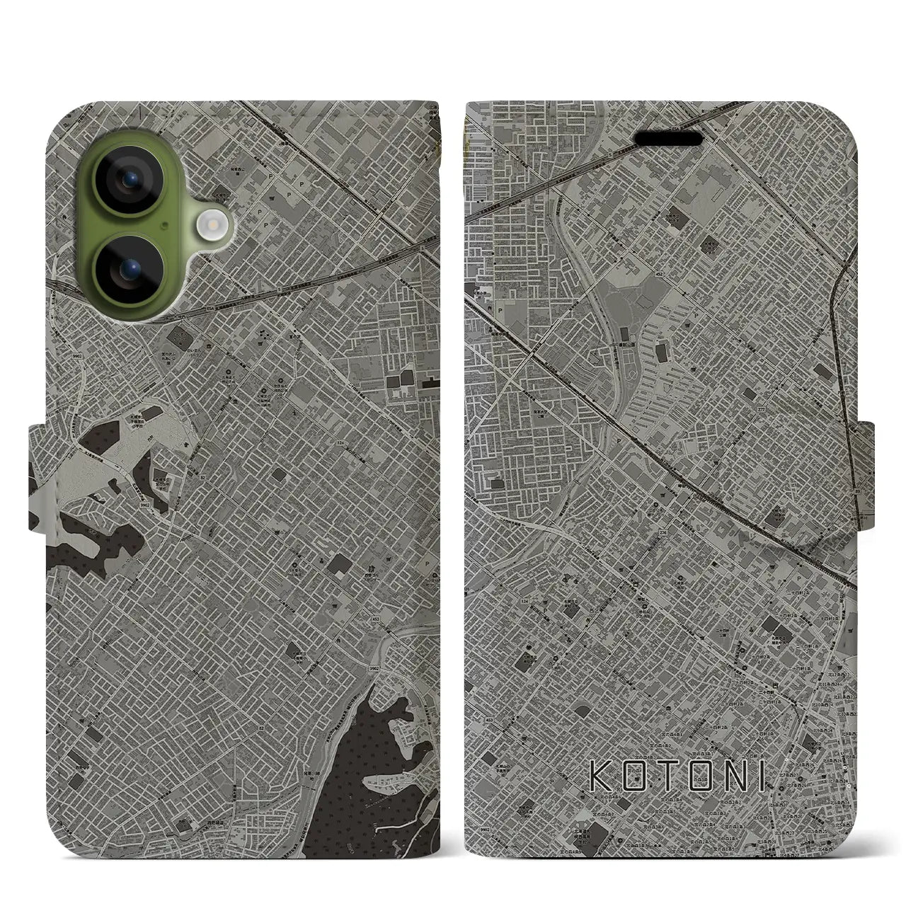 【琴似（北海道）】地図柄iPhoneケース（手帳タイプ）