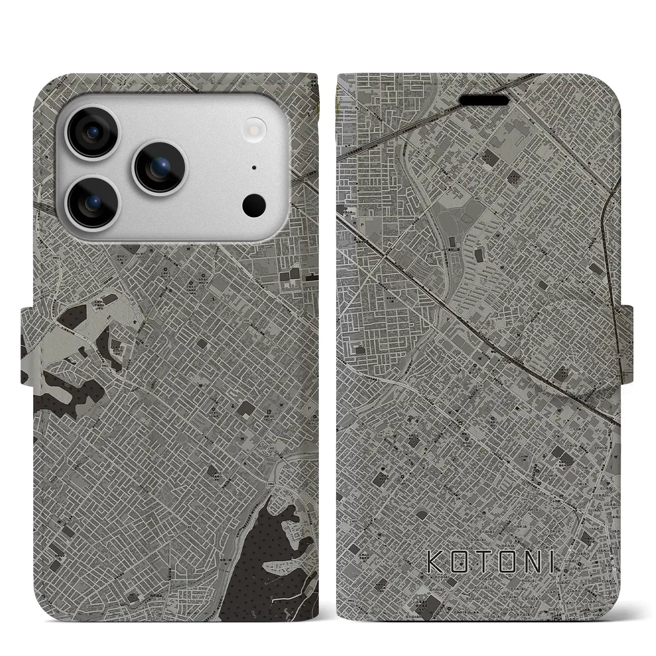 【琴似（北海道）】地図柄iPhoneケース（手帳タイプ）